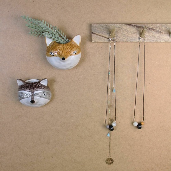 Gisela Graham Ceramic Orn Fox Mini Wall Hanging set of 5 - Picture 3 of 8